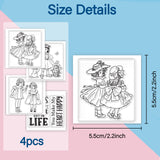 Globleland 4Pcs 4 Styles PVC Stamp, for DIY Scrapbooking, Human, 55x55mm, 1pc/style