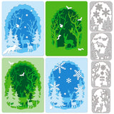 Globleland Forest Theme Carbon Steel Cutting Dies Stencils, for DIY Scrapbooking, Photo Album, Decorative Embossing Paper Card, Stainless Steel Color, Deer Pattern, 97~119x74~91x0.8mm, 4pcs/set