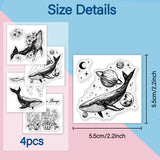Whale PVC Stamp, 4Pcs/Set