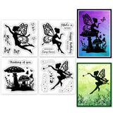 Globleland 4Pcs 4 Styles PVC Stamp, for DIY Scrapbooking, Angel & Fairy, 55x55mm, 1pc/style