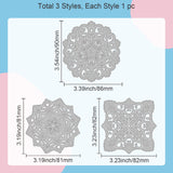 Globleland Mandala Flower Carbon Steel Cutting Dies Stencils, for DIY Scrapbooking, Photo Album, Decorative Embossing Paper Card, Stainless Steel Color, Mixed Shapes, 81~86x81~90x0.8mm, 3pcs/set