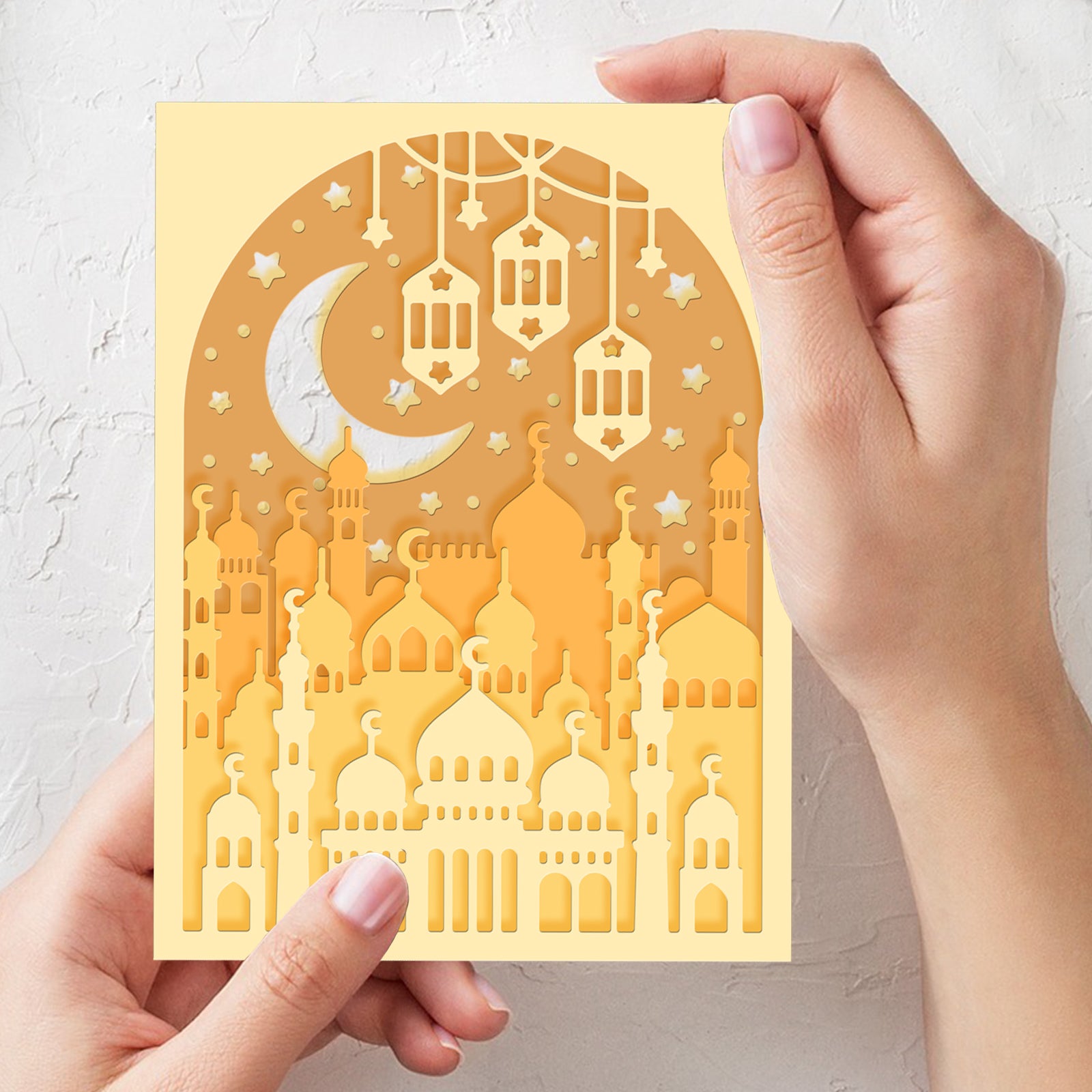 Globleland Ramadan & Eid Mubarak Theme Carbon Steel Cutting Dies Stencils, for DIY Scrapbooking, Photo Album, Decorative Embossing Paper Card, Stainless Steel Color, Castle Pattern, 145~147x109~121x0.8mm, 2pcs/set