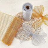 10 Inch x 30 Feet Metallic Mesh Ribbon 2 Rolls Metallic Poly Tulle Roll for Winter Christmas Wreath Decoration, Gold and Silver