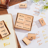 Globleland Wooden Stamps, with Rubber, Rectangle with Week Monday~Sunday & Working Day Pattern, BurlyWood, 32x14.5x24mm, 2boxes/set