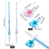 Globleland 2 Colors Glass Writing Dip Pen and 2 Colors Teardrop Glass Writing Dip Pen Holder Set, Mixed Color, 19.1x1.25x1.25cm, 5.2x2.85x1.2cm