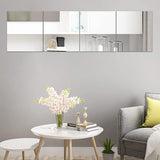 Globleland Acrylic Mirror Wall Stickers, with Adhesive Back and Suede Fabric Square Silver Polishing Cloth, for Home Living Room Bedroom Decoration, Square & Rectangle, Silver, 12pcs/set