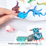 Globleland Plastic Locator, with Magnetic Buckle, Elephant, Platinum, Mixed Color, 27x19x22mm, 4 colors, 1set/color, 4sets/bag