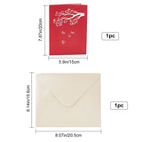 Globleland 3D Paper Greeting Card, Maple Tree, with Envelope, Rectangle, Red, 20~20.5x15~15.6x0.02~0.2cm, 2pcs/set