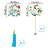 Globleland 2Pcs 2 Style Brass Bookmarks, with Tassels Finding, Mixed Color, 1pc/style