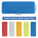 Globleland 40Pcs 5 Colors Rectangle PET Safety Reflector Strips Adhesive Stickers, Auto Accessories, Mixed Color, 81x30x0.5mm, 8pcs/color