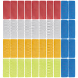 Globleland 40Pcs 5 Colors Rectangle PET Safety Reflector Strips Adhesive Stickers, Auto Accessories, Mixed Color, 81x30x0.5mm, 8pcs/color