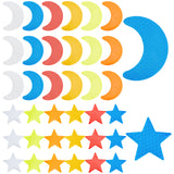 Globleland 8 Sets 2 Style Star & Moon PET Safety Reflector Strips Adhesive Stickers, Auto Accessories, Mixed Color, 6pcs/set, 4 sets/style