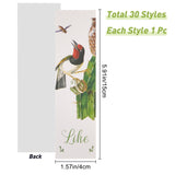 Globleland Flowers & Birds Pattern Paper Bookmarks for Office School, White, 150x40x0.5mm, 30pcs/box