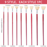 Globleland 9Pcs Sector Painting Brush, Bristle Hair Brushes with Wooden Handle, for Watercolor Painting Artist Professional Painting, Dark Red, 28.8~31.6x0.6~1.2cm, 9pcs