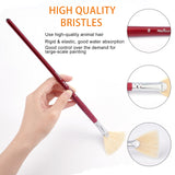 Globleland 9Pcs Sector Painting Brush, Bristle Hair Brushes with Wooden Handle, for Watercolor Painting Artist Professional Painting, Dark Red, 28.8~31.6x0.6~1.2cm, 9pcs