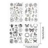 Globleland 4 Sets 4 Style TPR Stamps, with Acrylic Board, for Imprinting Metal, Plastic, Wood, Leather, Mixed Patterns, 16x11cm, 1 set/style