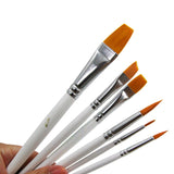 Globleland Wooden Paint Brushes Pens Sets, For Watercolor Oil Painting, White, 178~207x4~11mm, Brush: 9~22x1.5~17mm, 6pcs/set