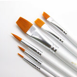 Globleland Wooden Paint Brushes Pens Sets, For Watercolor Oil Painting, White, 178~207x4~11mm, Brush: 9~22x1.5~17mm, 6pcs/set