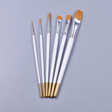 Globleland Wooden Paint Brushes Pens Sets, For Watercolor Oil Painting, White, 178~207x4~11mm, Brush: 9~22x1.5~17mm, 6pcs/set