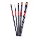 Globleland Nylon Hair Oil Paint Brush Pen, with Aluminium Tube, Black, 180~200x5~9mm, 5pcs/set
