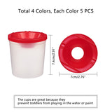 Globleland Children's No Spill Plastic Paint Cups, with Colored Lids, for Cleaning, Mixed Color, 7.1x7.4cm, 4 colors, 5pcs/color, 20pcs/set