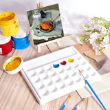 Globleland Painting Supplies, with Plastic Imitation Ceramic Palettes, Rectangular Watercolor Oil Palettes & Art Brushes Pen Value Sets, Mixed Color