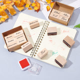 Globleland Wooden Stamps, with Rubber, Rectangle with Week, Other Pattern, 32x14.5x24mm, 2 patterns, 1box/pattern, 2boxes/set