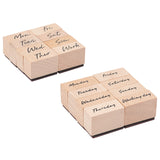 Globleland Wooden Stamps, with Rubber, Rectangle with Week, Other Pattern, 32x14.5x24mm, 2 patterns, 1box/pattern, 2boxes/set