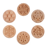 Globleland Wooden Stamps, Column with Mixed Patterns, Mixed Patterns, 49.5~50x26~26.5mm, 6 patterns, 1pc/pattern, 6pcs/set