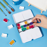 Globleland Plastic & Tin Box Empty Watercolor Paint Pans, for Paint Case Art Palette Supplies, Black, 29.5x18.5x9.6mm, Inner Diameter: 26.5x16mm, Capacity: 3.2ml