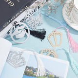 Globleland 5Pcs 5 Styles Iron Bookmarks, with Polyester Tassel, for Students Reading, Mixed Color, 1pc/style