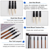 Globleland 6Pcs 6 Style Wooden Chinese Calligraphy Drawing Brush Pen, with JianHao Brush Hair, Mixed Color, 29~31x0.7~1.3mm, Brush: 35~46x7~10mm, 1pcs/style