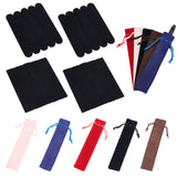 Globleland 40Pcs Rectangle & Oval Velvet Pen Drawstring Bag, with Polyester Cord, for School Office Packaging Storage Supplies, Mixed Color, 155~175x25~37x0.7~1.5mm, 40pcs/set