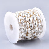 1 Roll Plastic Imitation Pearl Beaded Trim Garland Strand, Great for Door Curtain, Wedding Decoration DIY Material, with Rhinestone, Teardrop, Creamy White, 14x5mm, 10yards/roll