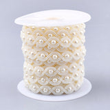 1 Roll Plastic Imitation Pearl Beaded Trim Garland Strand, Great for Door Curtain, Wedding Decoration DIY Material, Creamy White, 13x3mm, 10yards/roll