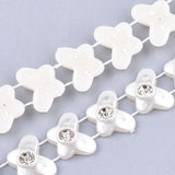1 Roll Plastic Imitation Pearl Beaded Trim Garland Strand, Great for Door Curtain, Wedding Decoration DIY Material, with Rhinestone, Butterfly, Floral White, 13.5x4mm, 10yards/roll