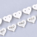 1 Roll Plastic Imitation Pearl Beaded Trim Garland Strand, Great for Door Curtain, Wedding Decoration DIY Material, with Rhinestone, Heart, Creamy White, 13x4.5mm, 10yards/roll