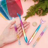 Globleland Manicure Tool Sets, with Plastic Single Head Nail Art Rhinestones Pickers Pen, Point Nail Art Craft Tool Pen and Silicone Anti-Slip Pad, Mixed Color, 8pcs/set