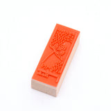 Globleland Wooden Stamps, with Rubber, Rectangle, Flower Pattern, 55x22x19mm