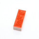 Globleland Wooden Stamps, with Rubber, Rectangle, Flower Pattern, 55x22x19mm