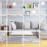 Globleland PET Plastic Mirror Wall Stickers, with Adhesive Back, for Home Living Room Bedroom Decoration, Square, Silver, 15x15x0.08cm, 16pcs/set