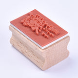 Globleland Wooden Stamps, Rectangle with Peach Blossom , BurlyWood, 40x27x25mm