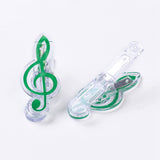Plastic Clips, with Iron Findings, Musical Note, Green, 72x28x27mm