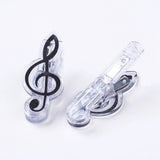 Plastic Clips, with Iron Findings, Musical Note, Black, 72x28x27mm