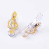 Plastic Clips, with Iron Findings, Musical Note, Yellow, 72x28x27mm