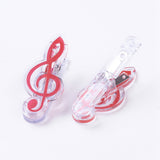 Plastic Clips, with Iron Findings, Musical Note, Red, 72x28x27mm