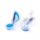 Plastic Clips, with Iron Findings, Musical Note, Blue, 72x42x27mm