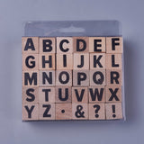 Globleland Wooden Stamps, Letter and Symbol, BurlyWood, 12.95x12.55x3cm, Stamp: 29.5x20x20mm, 30pcs/set