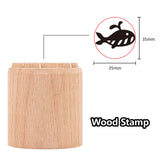 Globleland Wood Wax Seal Stamp, Fish Pattern, 35mm