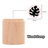 Globleland Wood Wax Seal Stamp, Leaf Pattern, 35mm